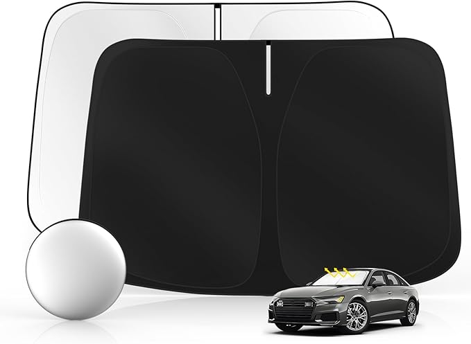 Windshield Sun Shade for Audi A6 2019-2025 Foldable Sunshade Custom Fit Front Window Car Interior Accessories Protector Blocks UV Rays