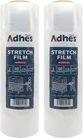 ADHES Heavy Duty Shrink Wrap Roll, 18 Inch x 1500 Feet, 2-Pack Stretch Wrap Stretch Film, 80 Gauge Industrial Strength Plastic Moving Rrap for Pallet Wrap, Furniture Wrapping Moving & Protection