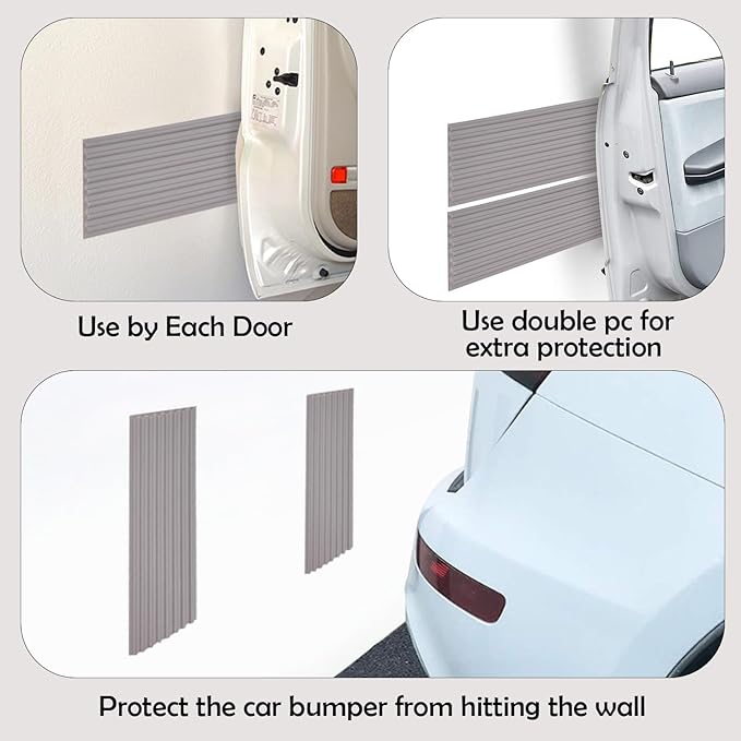 RUBBER BOND Garage Wall Protectors - 4in x 10ft Strong Self-Adhesive Rubber Bumper Protectors for Garage Walls - Heavy Duty, Waterproof and Anti-Scratch Garage Wall Protector for Car Doors (Grey)