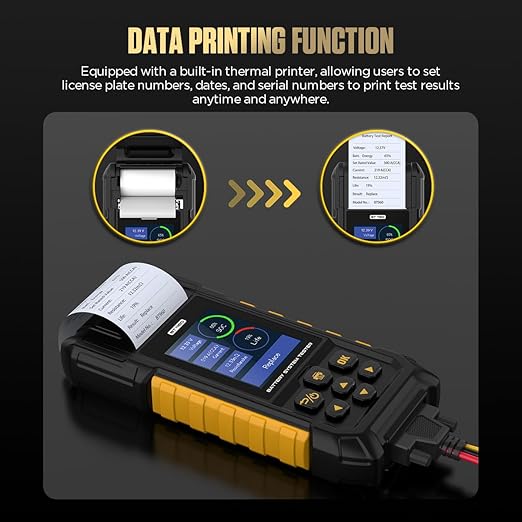 AUTOOL Car Battery Tester 12V 24V Automotive Battery Load Tester 30-2000 CCA, Battery Tester with Printer, Support Lithium Battery, Cranking & Charging & Leakage Test, Data Review Protection
