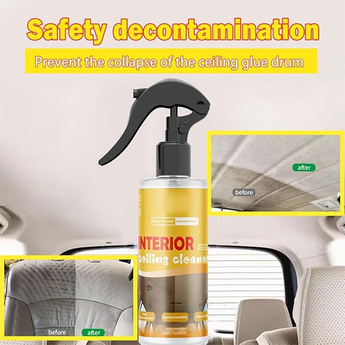 Multi-Purpose Car Interior Fabric Clean Polish Spray,Applies To Vehicle Seat、Upholstery、Headliner Cleaner,Vehicle Interior Polish Spray (1PCS)
