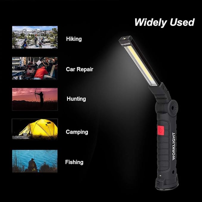 Lebote LED Work Light,COB Rechargeable Work Light with Magnetic Base 360°Rotate and 5 Ligting Modes Portable Work Light Inspection Light for Car Repair, Household and Emergency Use (4 PCS,Large)
