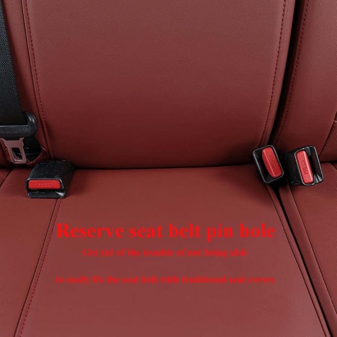 EKR Custom Fit Tacoma Leather Car Seat Covers for Select Toyota Tacoma 2012 2013 2014 2015 (Regular Seats)- Full Set,Leather(Burgundy)