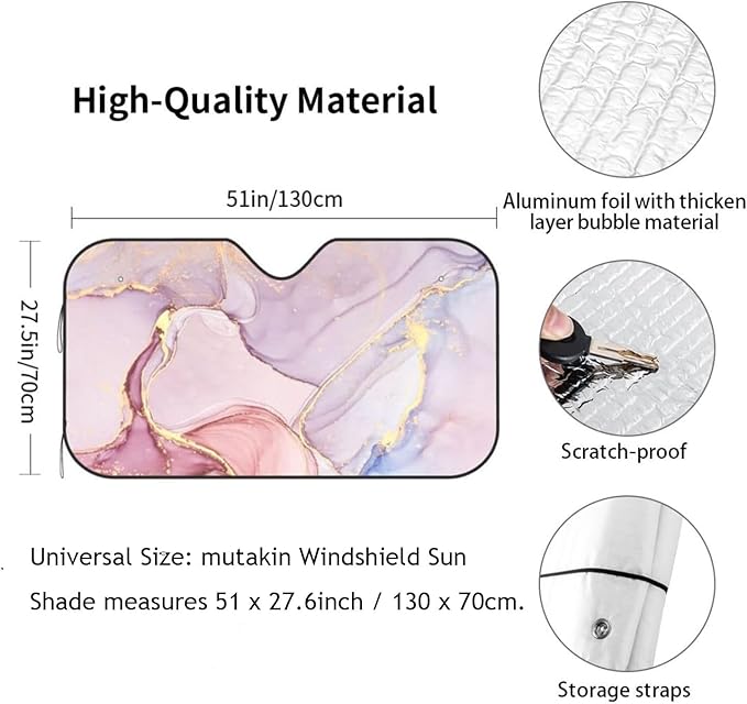 Marble Car Windshield Sunshade Front Window Sun Visor Protector Foldable Shield Cover for Truck SUV