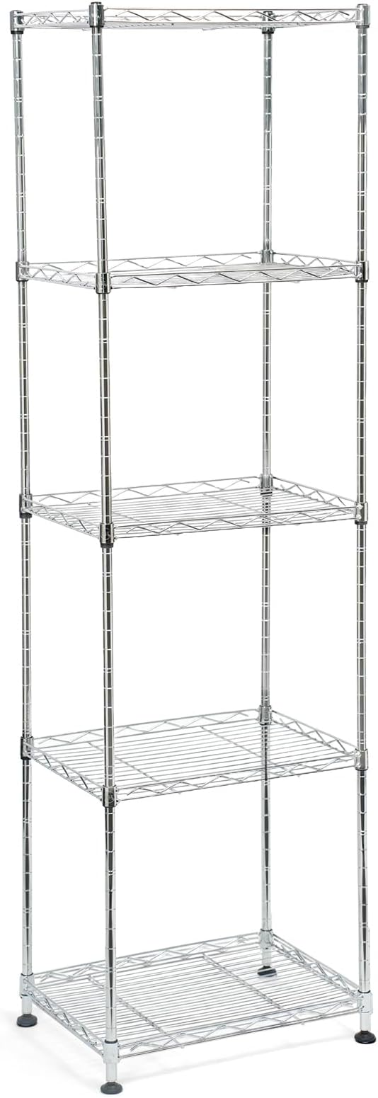 Chrome Small 5 Tiers Wire Shelving NSF Certified. Adjustable Storage Rack for Kitchen,Garage,and Laundry Utility Room (Chrome-Small-5Tiers-16x12x55)