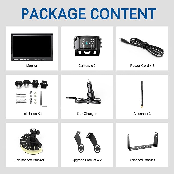 10'' 1080P Wireless Backup Camera System, 10 Inch DVR Dual/Quad Monitor Wireless 2 Rear View Cameras for RV/Truck/Trailer/Camper, IP69 Waterproof Digital Signal Recording System-BW102