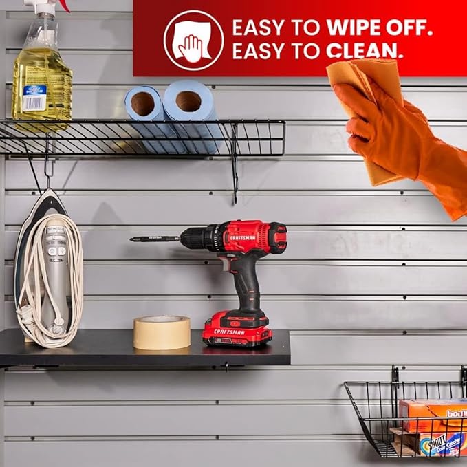 DLDIRECT Slatwall Panel Garage Wall Organizer: Heavy Duty Mounted PVC Rack, Interlocking Slat Paneling for Garage Storage, Slat Wall Board, Shelves System - 3 Color Samples
