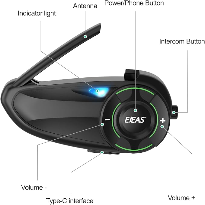 SolaMr Q8 Motorcycle Helmet Bluetooth Intercom Headset, 230hours Standby, 6 Riders Mesh Communication Systems with Audio Multitasking, Music Sharing, Noise Cancellation, FM Radio -2 Pack