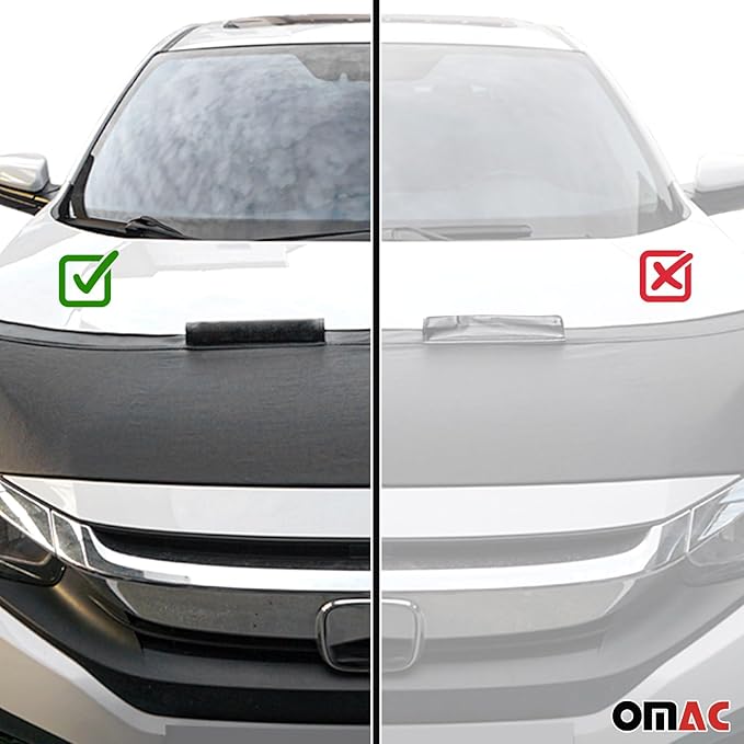 OMAC Car Bonnet Mask Hood Bra for Toyota Yaris 2013-2020 Black 1 Pc