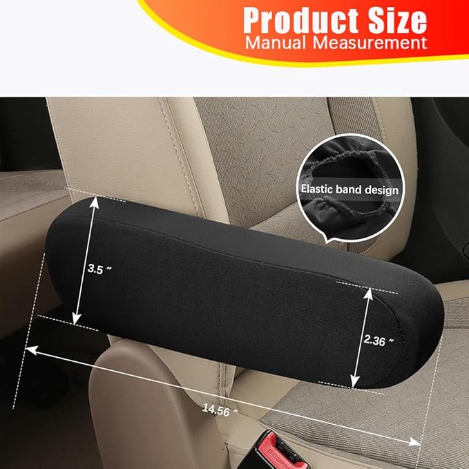 2PC Car Front Seat Armrest Covers,Universal Size Seat Arm Rest Cover,Flat Cloth Fabric Armrest Cover,Car Interior Accessories(Black,1Pair)