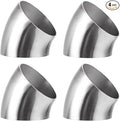 Acrux7 4 Pack 2.5 Inch 45 Degree Exhaust Elbow Pipe, 304 Stainless Steel Mandrel Bend Elbow Thickness 1.5 mm for Car Modified Exhaust, Stair Handrail, Exhaust System