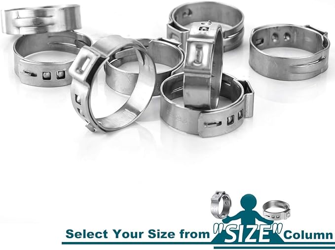 LOKMAN 50 Pack 1 Inch PEX Cinch Clamps, Stainless Steel Cinch Crimp Rings Pinch Clamps for PEX Tubing Pipe Fitting Connections (1 Inch)