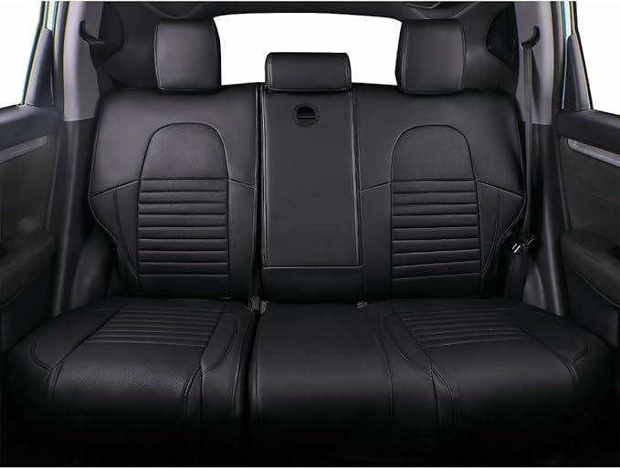 EKR Accord Car Seat Covers Custom for Honda Accord 2013-2016 LX,EX,EX-L,Sport,Touring,Sport SE & 2017 LX,Reat Row W/Solid Backrest,Seat Cover Full Set,Car Seat Protector-Leather(Black)
