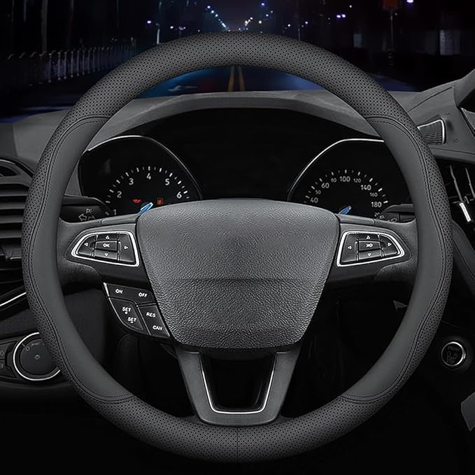 New Nappa Leather car Steering Wheel Cover, Universal 15 inch Black