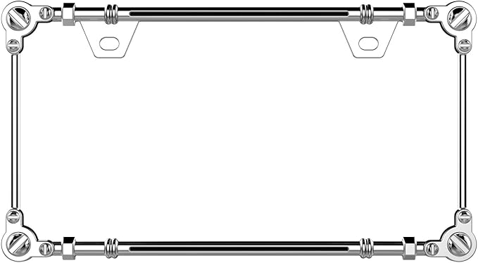 3D Chrome License Plate Frames, Pure Zinc Alloy Metal (Screw Pattern)