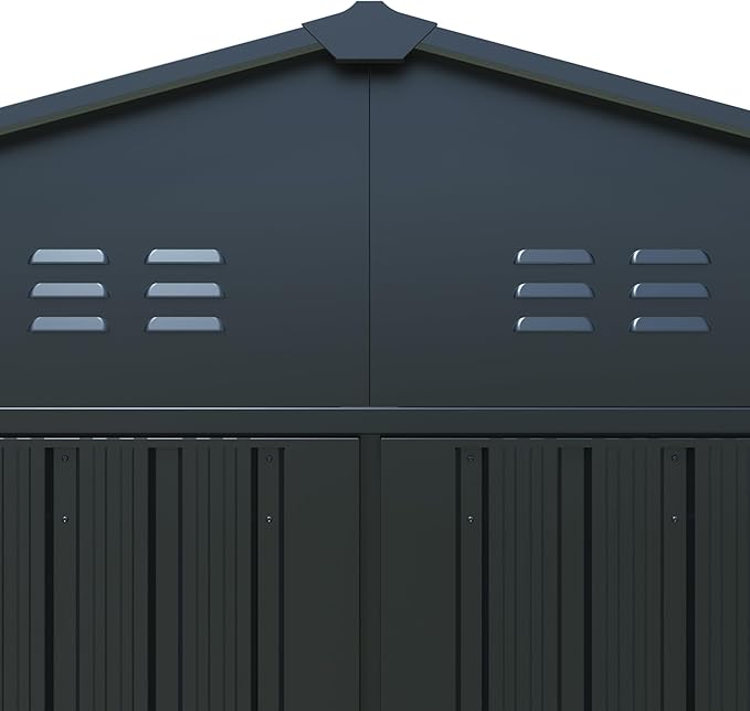 KUIKUI Metal Garage Shed Without Floor, 10x20FT Heavy Duty Outdoor Shed and Storage with 2 Doors and 4 Vents, Car Sheds Outdoor Garage