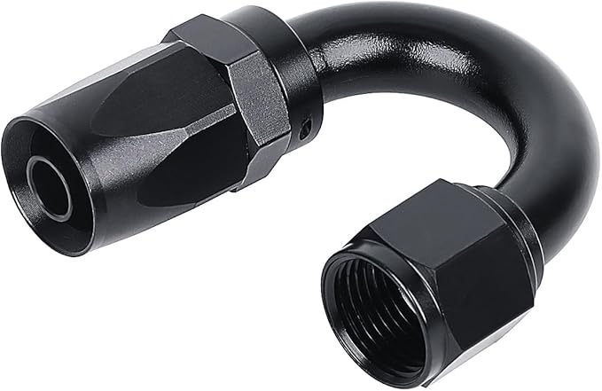 LokoCar 6AN Hose End Fitting 180 Degree Swivel For CPE Braided Hose Black 2Pcs
