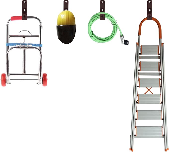 Bunk Bed Ladder Hooks Brackets, Iron Bed Ladder Hook,PVC Coated Angled Ladder Hooks,Heavy Duty Replacement Hardware Utility Hooks,Loft Garage Storage Hooks,J Brackets Hooks with Screws Coffee