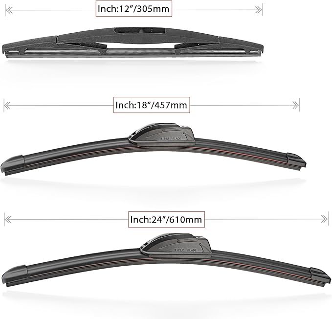 Windshield Wiper Blades Replacement for 2005-2015 Nissan Xterra / 2005-2012 Nissan Pathfinder Original Factory Quality Front Rear Wipers Blade Set for My Car - 24" 18" 12" (Pack of 3)