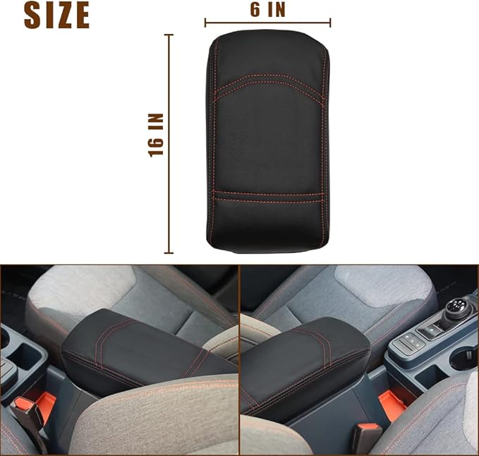 Muslogy Center Console Armrest Cover Compatible with Ford Maverick XL XLT Lariat 2022-2025 Accessories Cushion Pad Armrest Lid Protector Prevent Pets Scratches Regular Thick(Black)
