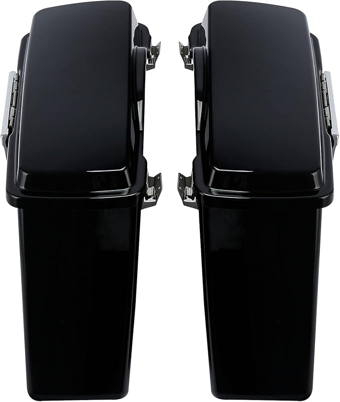 XFMT Vivid Black Hard Saddlebags Saddle Bags Trunk W/Chrome Conversion Brackets For Harley Softail Heritage Classic Deluxe 1984-2017