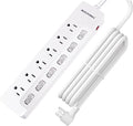 10FT Heavy Duty Extension Cord with Individual Switches on Off, 1875W Appliance Extension Cord with Surge Protector, 6 outlets, High Wattage for Microwave, Aquarium, Kitchen, Garage Must Have
