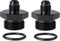 6AN Male Flare to 12AN ORB O-ring Boss Fuel Pump Rail Adapter Fitting Aluminum Black, Pack of 2