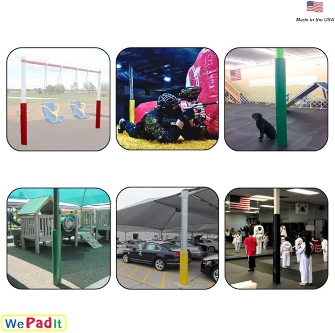 Safety Pole Pad, 4 FT Tall, 1” Thick Foam, Weatherproof, UV-Resistant, Hook/Loop Closure, Pickleball Pole Pad