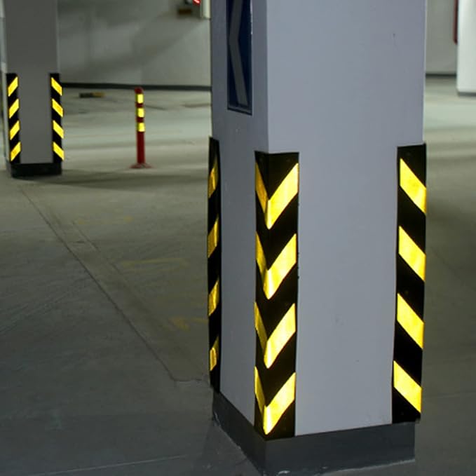 XPLKQXE Reflective Rubber Wall Corner Guard, Rubber Wall Protector Corner Protector, for Parking Protection Car Corner Guardrail Post (Color : Black+Yellow, Size : 16pcs)