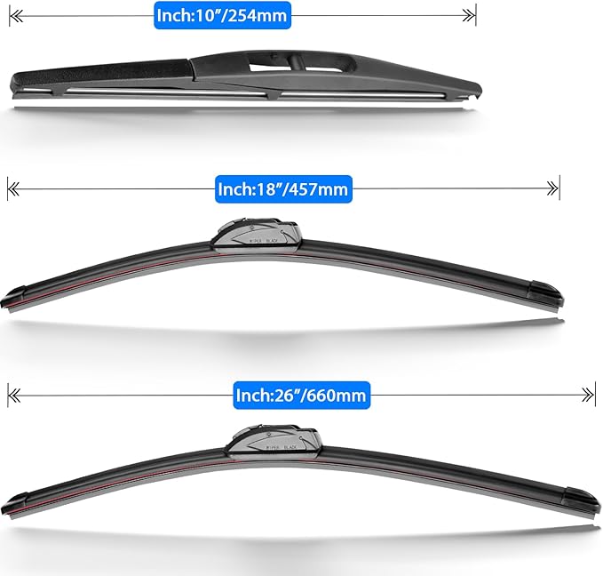 Windshield Wiper Blades Replacement for Honda HRV HR-V 2016 2017 2018 2019 2020 2021 2022 Original Factory Quality Front Rear Wipers Blade Set for My Car - 26" 18" 10" (Pack of 3)