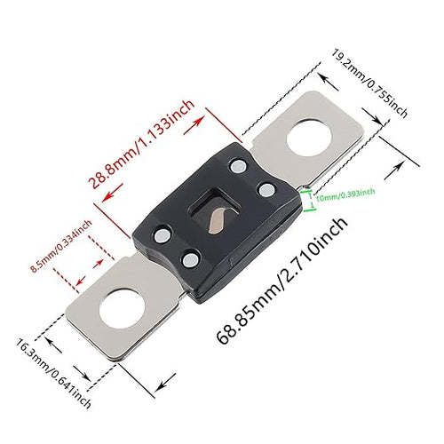 100A MEGA High Current Fuse - 100 Amp Bolt-on Fuse for Cars, Trucks, Construction Vehicles, Buses, Caravans (2 Pcs)