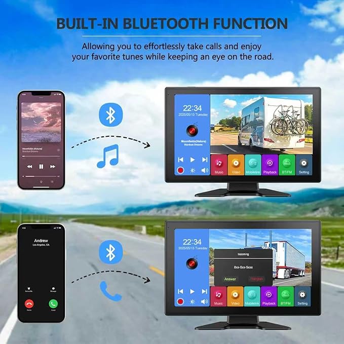 4K RV Backup Camera System,10.1" Quad Split Touchscreen Monitor with 4 1080P Nightvision Cameras, Bluetooth Music USB Video Play with DVR Recording for RV Truck Trailer Van
