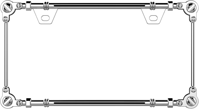 Creathome 3D Chrome License Plate Frames, Pure Zinc Alloy Metal with Screw Pattern