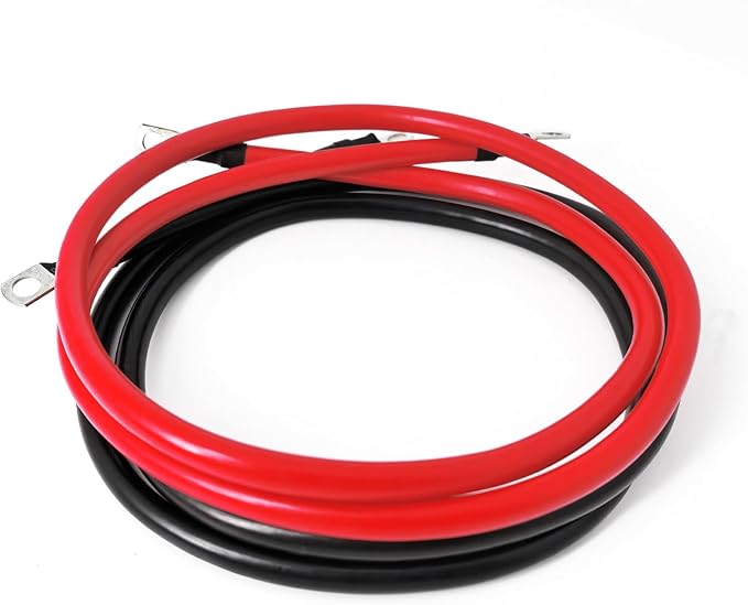 4 AWG Battery Cable 6FT 4 Gauge Pure Copper Battery Inverter Cables with 3/8 in Lugs Both Ends Power Inverter Wire Set for Automotive Solar Power Inverter Marine Boat RV Car Motorcycle (6FT)
