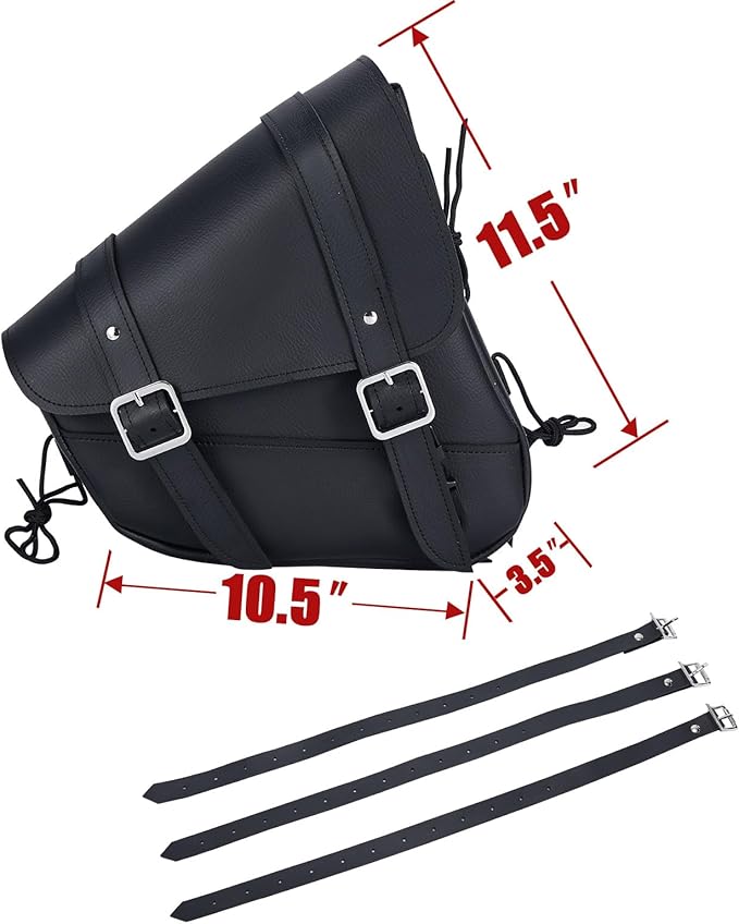 Gargoyle Bells Leather Solo Swing Arm Bag - Motorcycle Saddle Bags For Softails and Choppers - Right Side Bag (Black PVC)