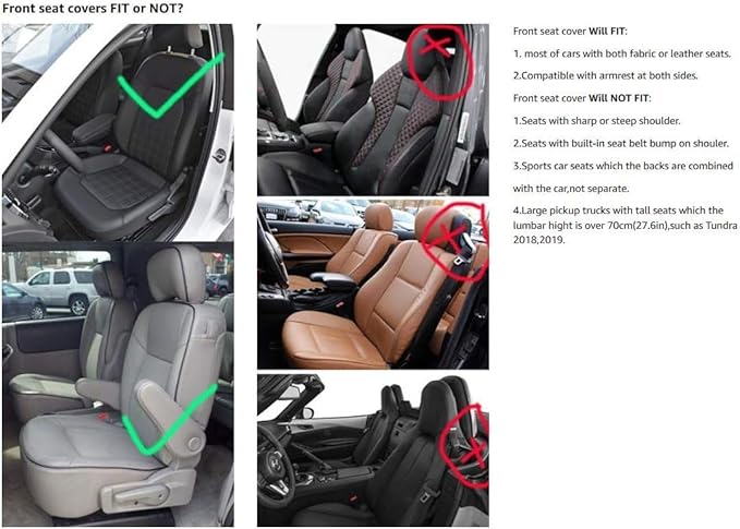 Seat Covers Full Set, Waterproof Leather Seat Covers for Cars, 5 Seats Universal Car Seat Protectors, Black Car Seat Covers Car Seat Cushions Fit for Most Cars (Black-red)