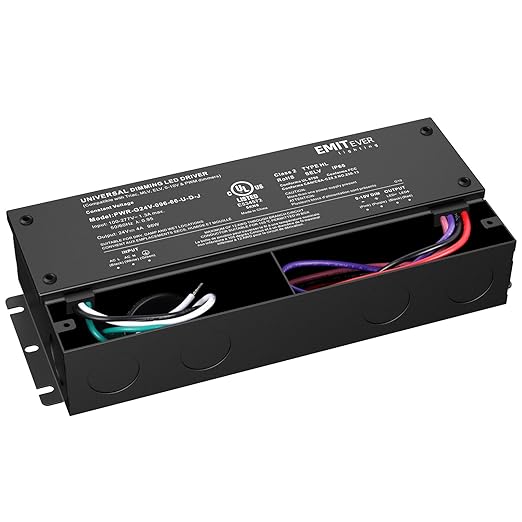 EMITEVER 96W Dimmable LED Driver,24V Dimmable Power Supply,AC to DC Transformer for LED Light,5-in-1 Dimming: ELV/MLV/TRIAC/ 0-10V/ 1-10V/10V PWM/Potentiometer,Waterproof IP67 and UL Listed,Class 2
