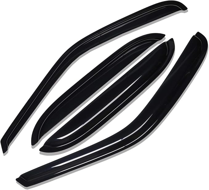Lightronic Extra Durable Tape-on Auto Vent Window Visor, Fit 2000-2006 Chevrolet Tahoe & GMC Yukon, 2001-2006 Yukon Denali, 2002-2006 Cadillac Escalade, Original Wind Deflector Rain Guard, Smoke, 4Pcs