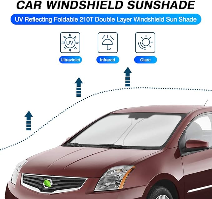KUST Windshield Sun Shade for Nissan Sentra 2007-2012 Accessories Custom Fit Sunshade Foldable Window Sun Visor Protector Blocks UV Rays Keep Your Car Cooler
