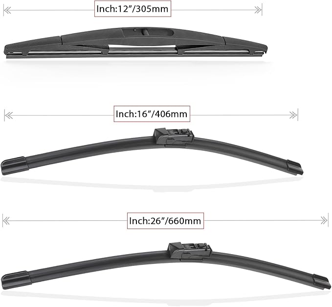 Windshield Wiper Blades Replacement for Subaru Crosstrek Impreza 2017 2018 2019 2020 2021 2022 2023 Original Factory Quality Front Rear Wipers Blade Set for My Car - 26" 16" 12" (Pack of 3)