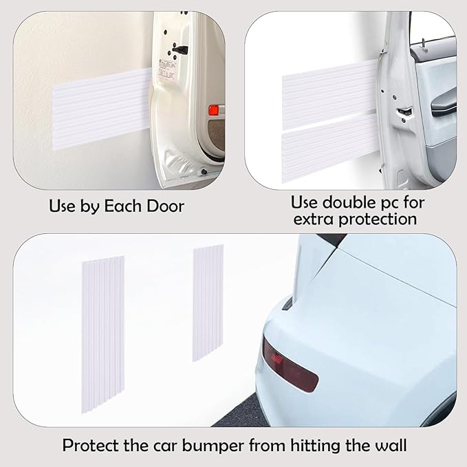 RUBBER BOND Garage Wall Protectors - 4in x 10ft Strong Self-Adhesive Rubber Bumper Protectors for Garage Walls - Heavy Duty, Waterproof and Anti-Scratch Garage Wall Protector for Car Doors (White)
