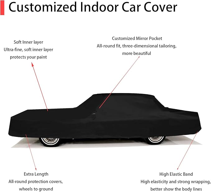 Soft Stretch Old Classic Car Cover Custom-fit for Lincoln Town Car 1981-1997 Full-Size Luxury Sedans Accessories for Indoor Underground Garage Car Show & Storage Dust Protection 219.2in