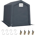 GREEN PARTY Storage Shelter Shed, 6x10 ft Portable Shed Outdoor Carport with Roll-up Zipper Door & Vents, Outdoor Storage Shed Portable Garage for Motorcycle, Bike, Waterproof & UV Protected, Gray