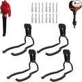 JuforminWeedeater Hanger, String Trimmer Hanger, Weed Eater Rack, Garage Wall Hooks, Power Tool Holder for Garage Wall, Utility Hooks for Garage Tool Organizers and Storage Black-4 Pcs