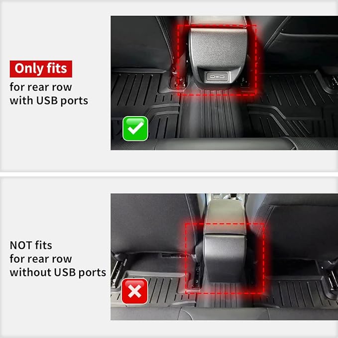 LASFIT Floor Mats and Trunk Mat for Honda Civic Sedan 2022-2025 2026 Rear with USB Ports (Not for Hatchback & 2025 Hybrid), TPE All Weather Car Floor Liners - 1st & 2nd Row & Cargo Liner, Black