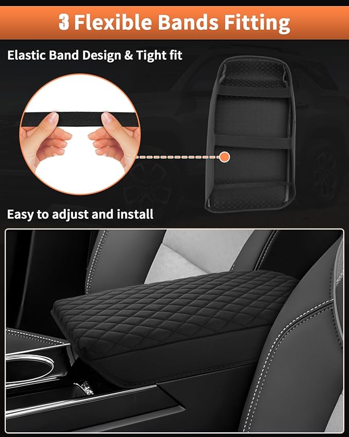 Shademax Center Console Cover for Chevy Equinox 2025 2026 Accessories, 2025 Chevrolet Equinox Armrest Cover Cushion Pad Middle Console Armrest Seat Box Protector PU Leather Anti-Scratch Black