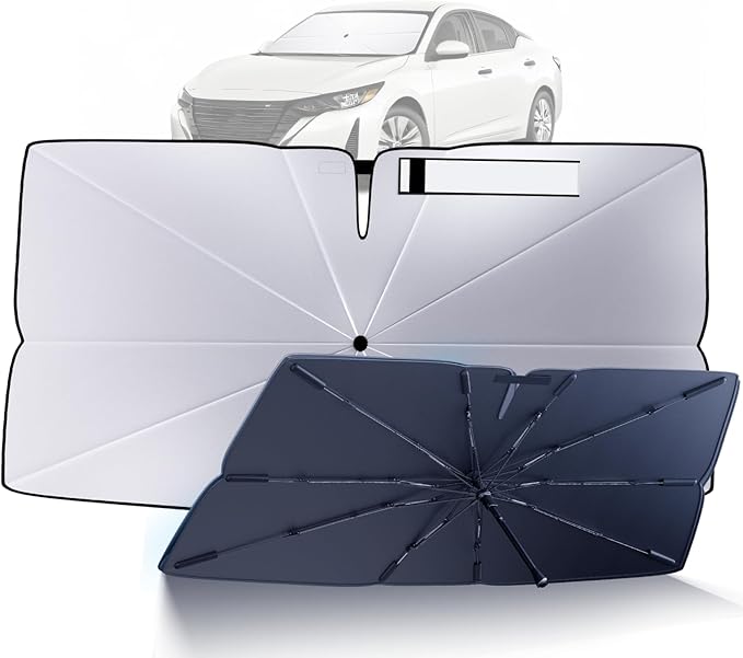 Windshield Sun Shade Umbrella: for Nissan Sentra-2020-2024 2025 - Front Custom Car Window Shades - Foldable Sentra Sedan Sunshades Block UV Keep Cool