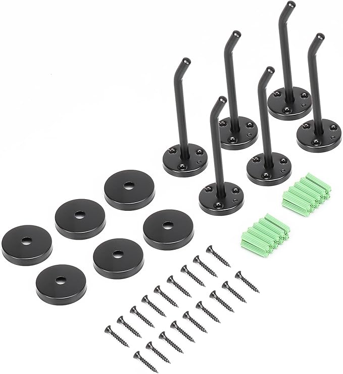 NearMoon Coat Hooks, Wall Hooks for Hanging Hat Hurse Robe, 304 Stainless Steel Heavy Duty Towel Hangers for Bathroom Livingroom Hotel Kitchen Garage, 6 Pack (4 Inch, Matte Black)