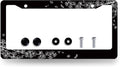 Black White Cherry Blossom License Plate Frame Butterfly Flower License Plate Holder Stainless Steel Car Accessories Decoration 6.3"X12.3" with 2 Holes Screws