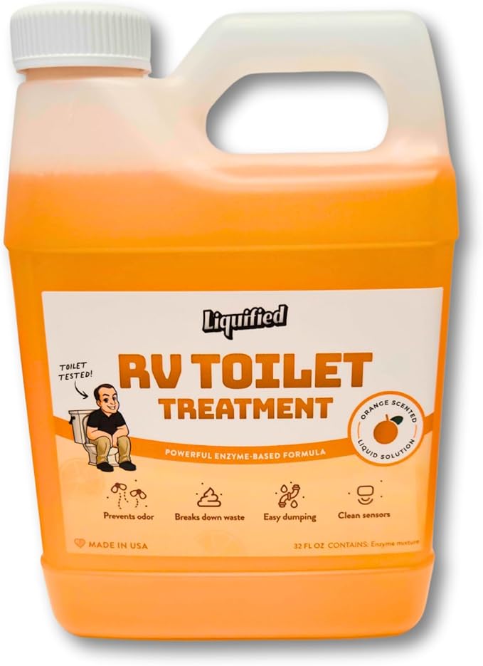 Liquified RV Toilet Treatment - Orange Scent, 32oz Standard Pour Bottle - Holding Tank Waste Digester & Odor Eliminator, Septic Safe, Biodegradable - Made in USA